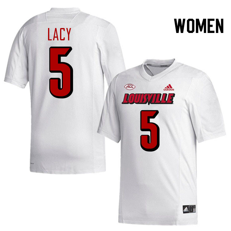 Women #5 Caullin Lacy Louisville Cardinals College Football Jerseys Stitched-White